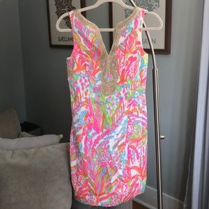 Lilly Pulitzer shift dress, in bright coral print!